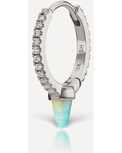 Maria Tash 18ct 9.5mm Single Short Opal Spike Diamond Eternity Hoop Earring One Size - Natural