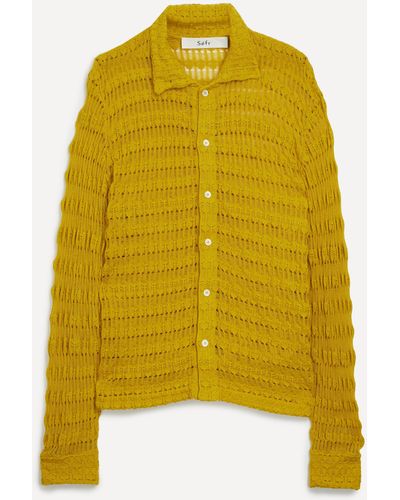 Séfr Mens Yasu Mahonia Knit Shirt L - Yellow