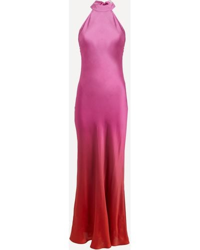 RIXO London Women's Savona Satin Halter-neck Gown Xs - Pink