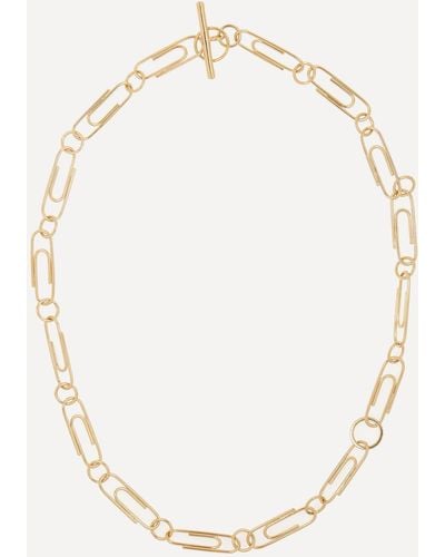 Hillier Bartley Gold Plated Vermeil Silver Crystal Toggle Paperclip Chain Necklace - Natural