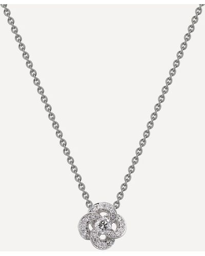 Shaun Leane 18ct White Gold Entwined Diamond Pave Flower Pendant Necklace - Metallic