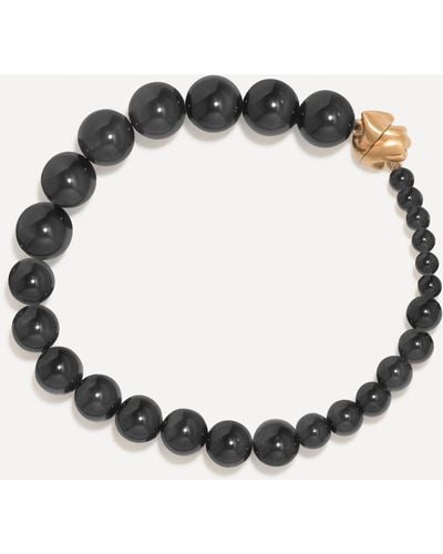 Completedworks Mens 14ct Gold-plated Tidelands Black Onyx Bead Bracelet One Size - Metallic