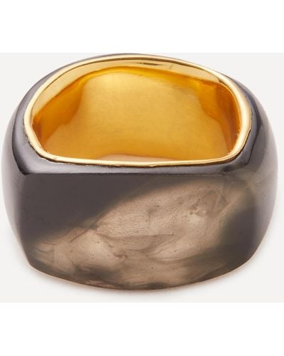 Completedworks Mens 14ct Gold-plated Vermeil Silver A Virtuous Circle Smoky Quartz Ring - Grey
