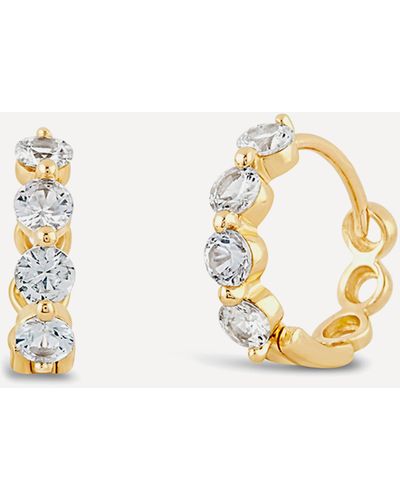 Dinny Hall 14ct Gold Shuga White Sapphire Huggie Hoop Earrings One Size - Metallic