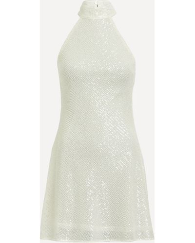 RIXO London Women's Arosah Sequin Mini-dress L - White