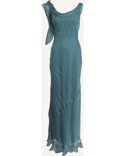 Saloni Women's Asher B Ash Blue Slip Dress 8
