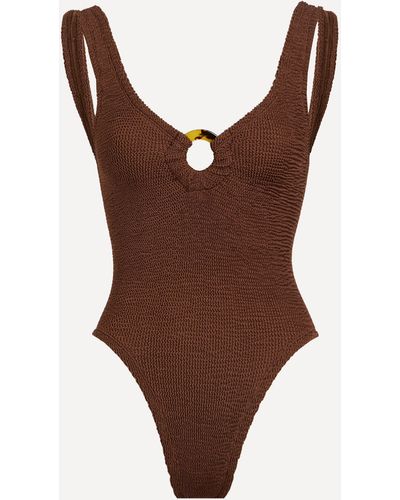 Hunza G Women's Celine Crinkle Swimsuit One Size - Brown