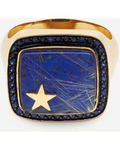 Andrea Fohrman Gold Zenith Lapis And Blue Sapphire Ring 6.5