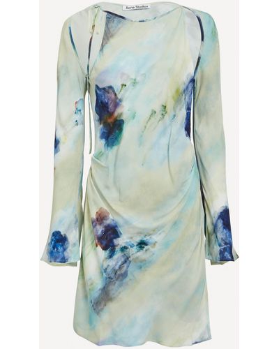 Acne Studios Women's Blue Printed Wrap Dress