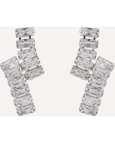 CZ by Kenneth Jay Lane Rhodium-plated Cubic Zirconia Double Row Baguette Earrings One - White
