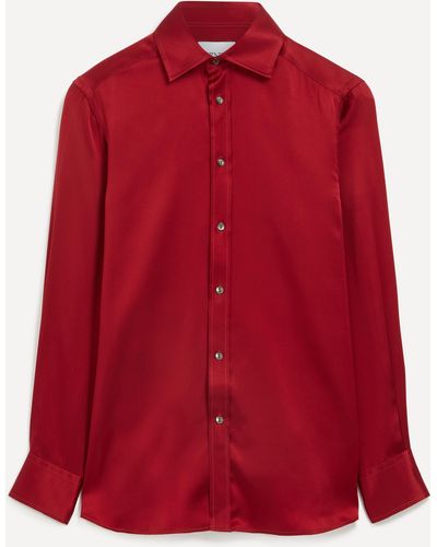 With Nothing Underneath Women's The Boyfriend Silk Satin Shirt 8 - Red