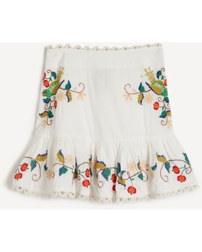 FARM Rio Pitanga Embroidered Mini-skirt - White