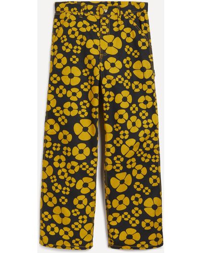Marni Women's Floral Trousers Xs - Yellow