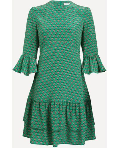 Liberty Women's Tudor Tulip Silk Crepe De Chine Gala Mini-dress Xxl - Green