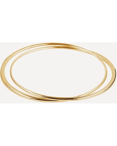 Dinny Hall Gold Plated Vermeil Silver Signature Double Bangle - White