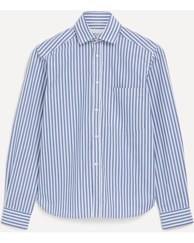 With Nothing Underneath Women's The Classic Poplin Royal Blue Stripe Shirt 12
