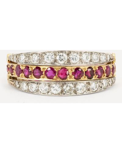 Kojis 14ct Gold Vintage Ruby And Diamond Swivel Ring - Metallic