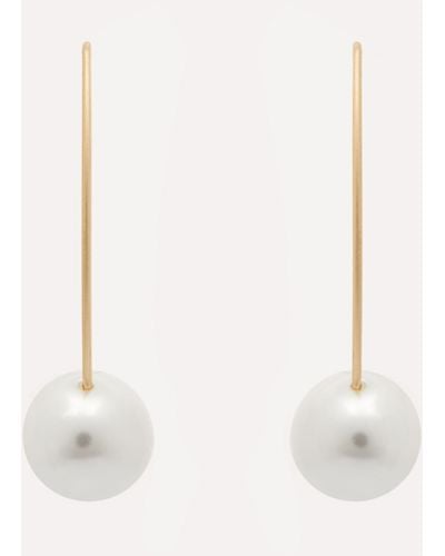 Kenneth Jay Lane 18ct Gold-plated Long Wire Pearl Drop Earring - Natural