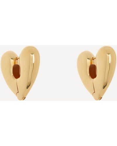 Annika Inez Gold-plated Large Heart Hoop Earrings - White