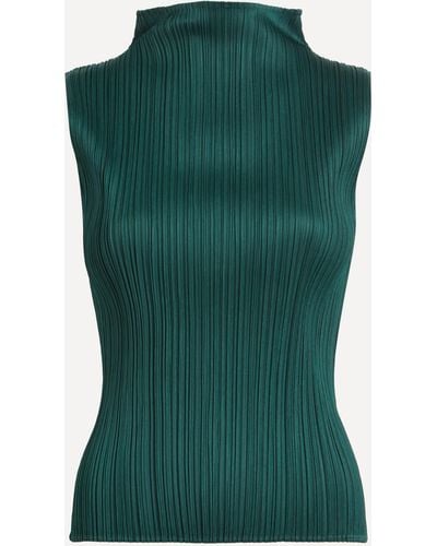 Pleats Please Issey Miyake Women's New Colourful Basics 3 December Dark Green Sleeveless Top 4