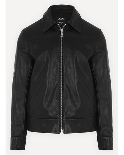 A.P.C. No Fun Leather Jacket - Black