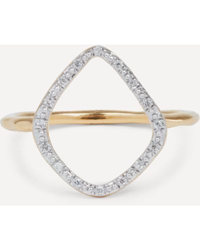 Monica Vinader Gold Plated Vermeil Silver Riva Diamond Hoop Ring - White