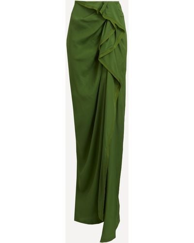 Dries Van Noten Women's Long Draped Skirt 6 - Green