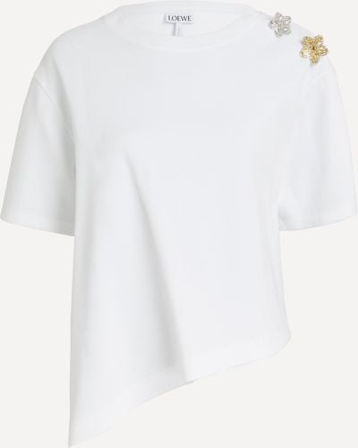 Loewe Women's Asymmetric Embellished T-shirt Xs - White
