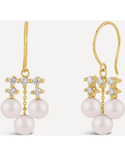 Dinny Hall 14ct Gold Shuga Pearl And Multi Diamond Chandelier Drop Earrings - Natural