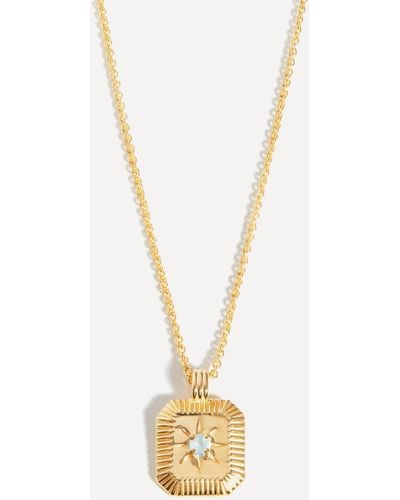 Missoma 18ct Gold-plated Vermeil Silver Engravable March Birthstone Star Ridge Pendant Necklace - Metallic