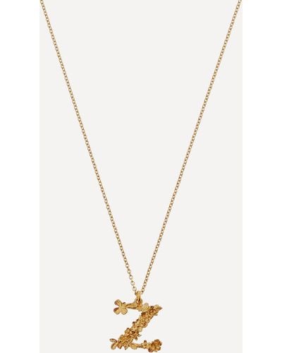 Alex Monroe Gold-plated Floral Letter Z Alphabet Necklace One Size - Metallic