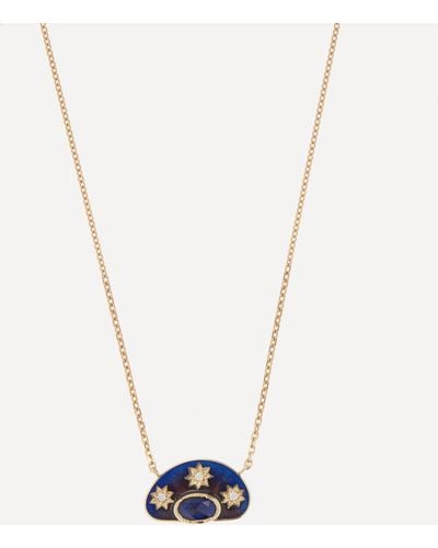 Brooke Gregson 18ct Gold Stargaze Sapphire And Diamond Enamel Pendant Necklace One - White
