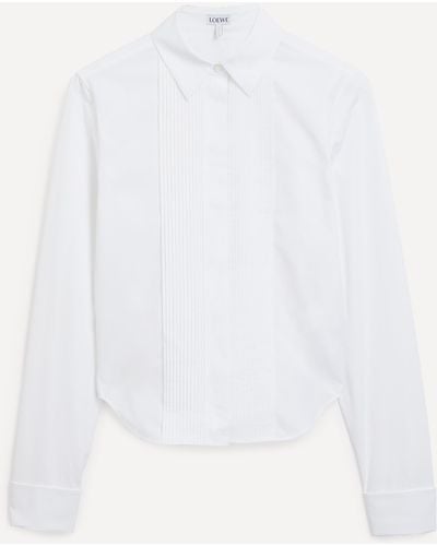 Loewe Women's Pleated Cotton Poplin Shirt 14 - White