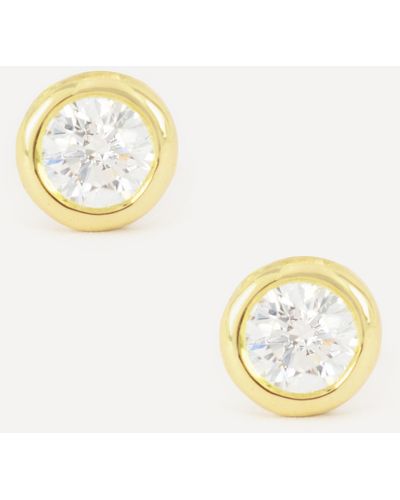 Kojis 18ct Gold Bezel Set Diamond Stud Earrings One Size - Metallic