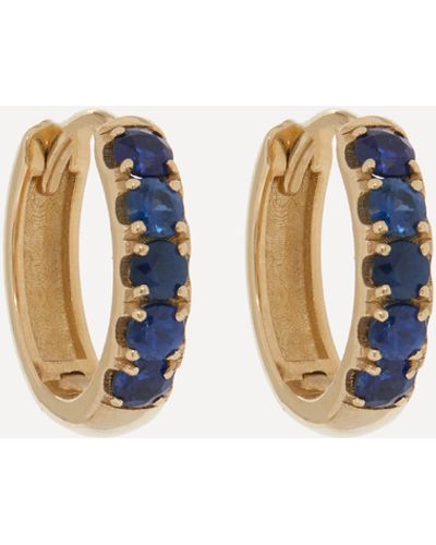 Andrea Fohrman 14ct Gold Chubby Blue Sapphire Pave Huggie Hoop Earrings One Size - White
