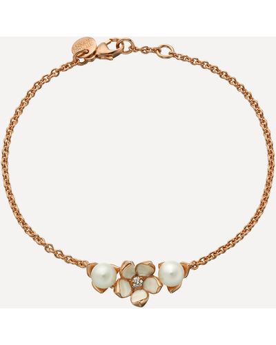 Shaun Leane Rose Gold Plated Vermeil Silver Cherry Blossom Diamond Flower And Pearl Bracelet - Natural
