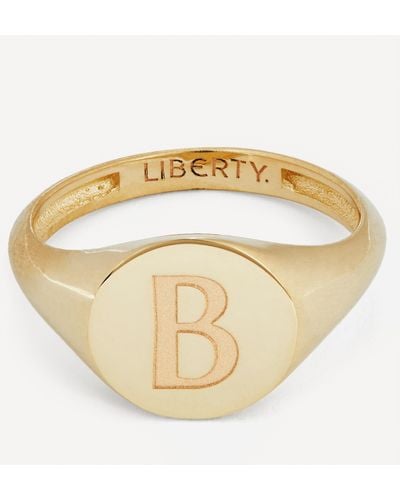 Liberty 9ct Gold Initial Signet Ring - B - White