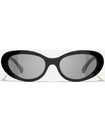 Chanel Women's Oval Sunglasses One Size - Black