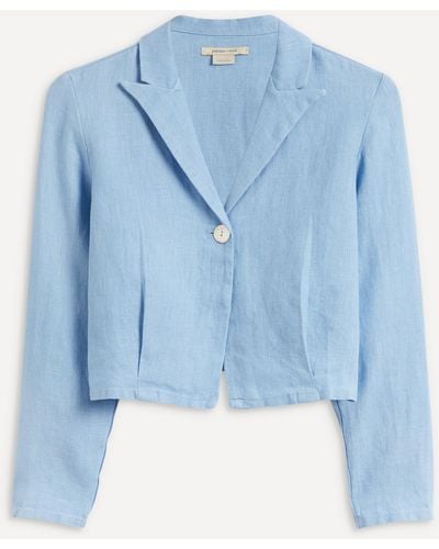 Paloma Wool Phoebe Cropped Linen Jacket - Blue