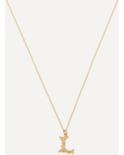 Alex Monroe 18ct Gold Teeny Tiny Floral Letter L Alphabet Pendant Necklace One Size - White