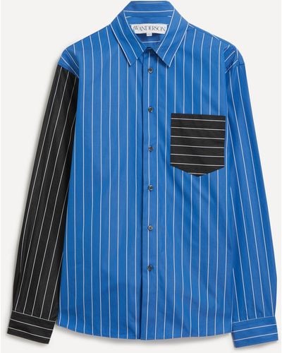 JW Anderson Mens Classic Fit Patchwork Shirt 40/50 - Blue