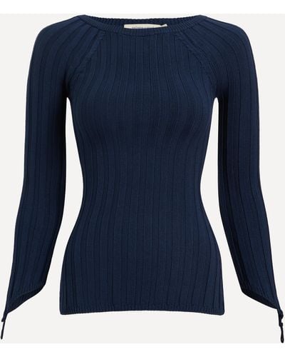 Paloma Wool Women's Canal Rib-knit Boat-neck Top - Blue