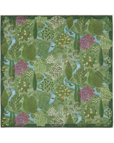 Liberty Women's Persian Gardens 90x90 Silk Scarf One Size - Green