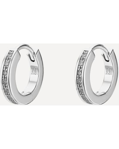 Monica Vinader Silver Skinny Diamond Huggie Hoop Earrings One - Metallic