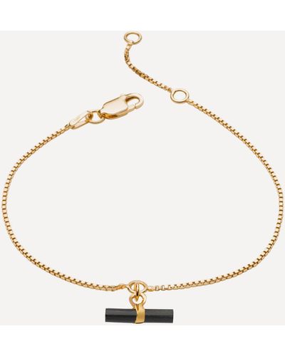 Rachel Jackson 22ct Gold-plated Mini Onyx T-bar Bracelet - Black