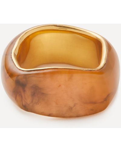 Completedworks Mens 14ct Gold-plated Vermeil Silver A Virtuous Circle Tortoise Shell Ring - Orange