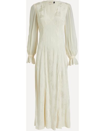 RIXO London Women's Aoife V-neck Poppy Jacquard Dress 18 - White