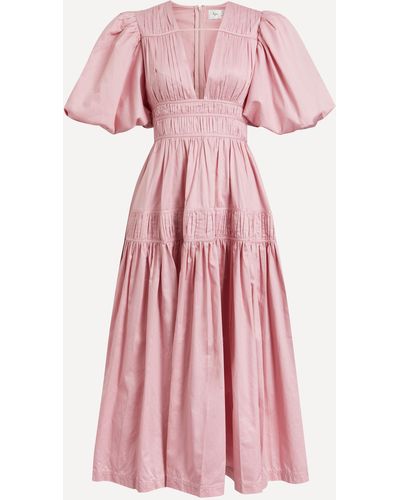 Aje. Women's Fallingwater Ruched Midi Dress 12 - Pink