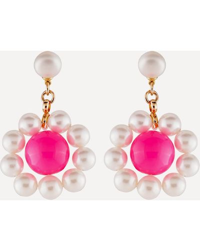Joolz by Martha Calvo Gold-plated May Pearl And Bead Drop Earrings - Pink