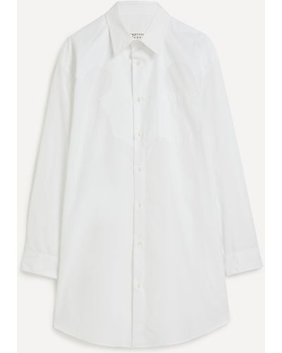 Maison Margiela Women's Yoke-embroidered Cotton Shirt 6 - White